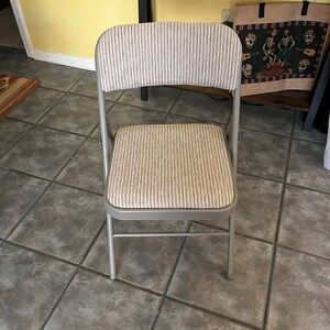 Striped Tan Folding Chair steel frame cloth